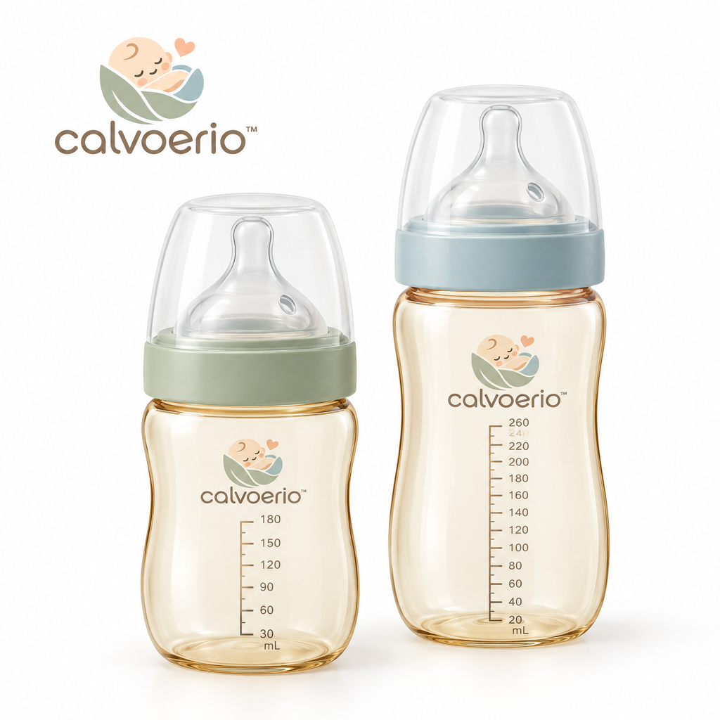 calvoerio™ Premium Wide-Neck Baby Bottle Set on a white background