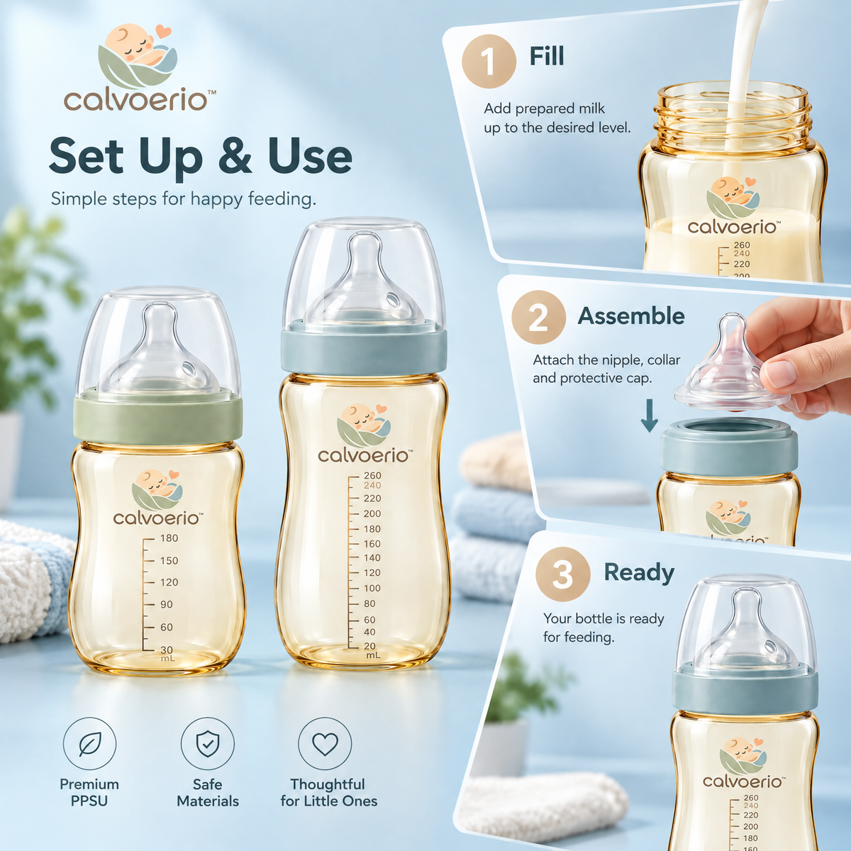 calvoerio™ Premium Wide-Neck Baby Bottle Set — product image 08