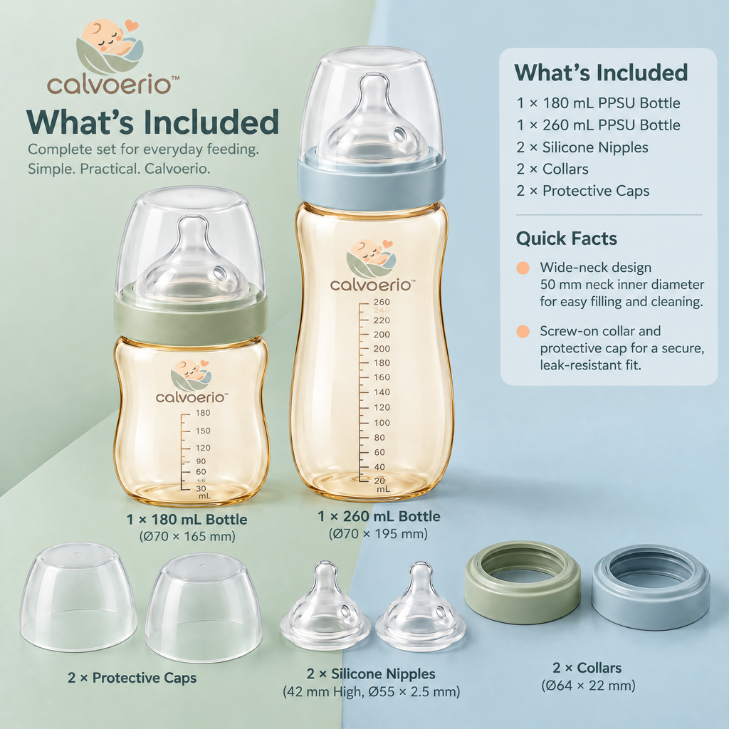calvoerio™ Premium Wide-Neck Baby Bottle Set — product image 09