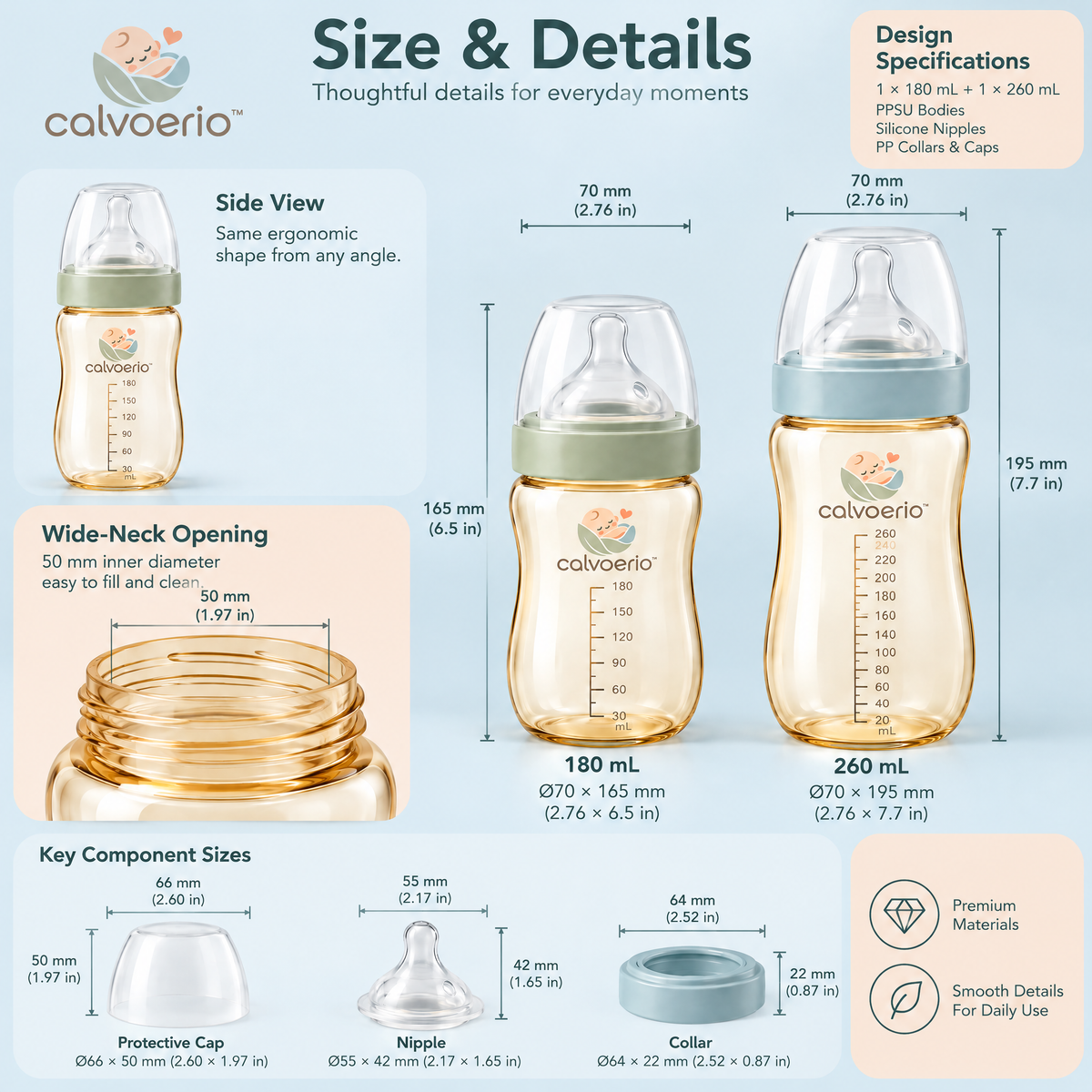 calvoerio™ Premium Wide-Neck Baby Bottle Set — product image 10