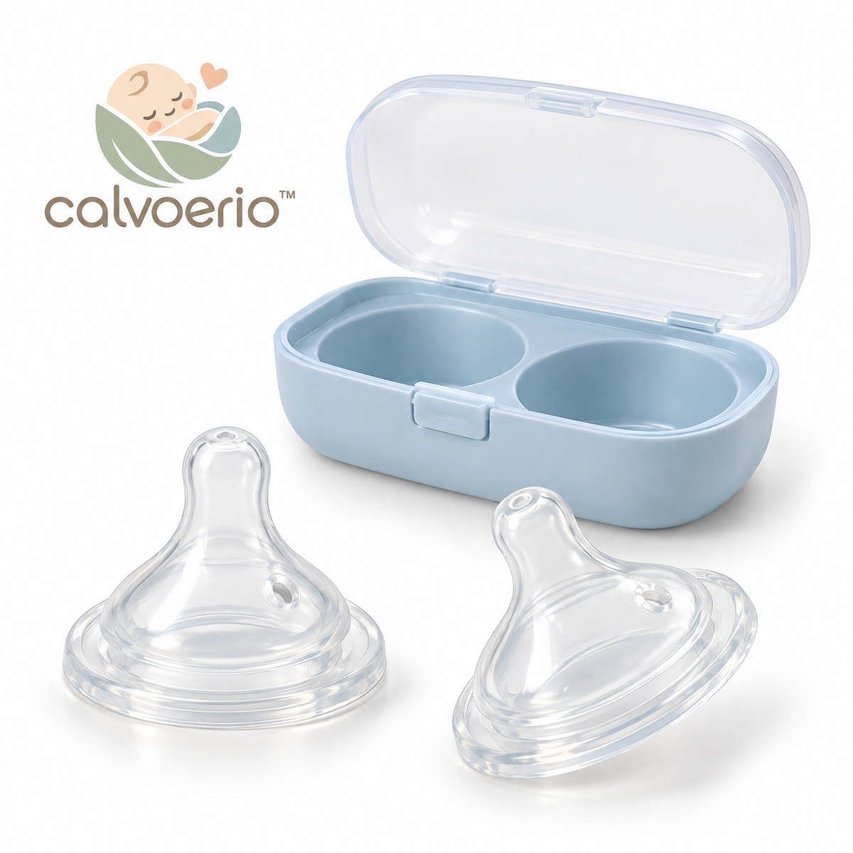 calvoerio™ Natural-Flow Replacement Bottle Nipples on a white background