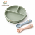 calvoerio™ Suction Silicone Baby Feeding Plate Set on a white background