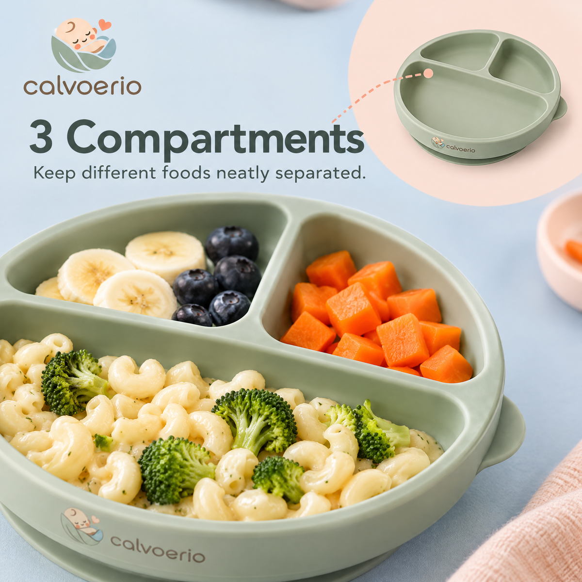 calvoerio™ Suction Silicone Baby Feeding Plate Set — product image 04