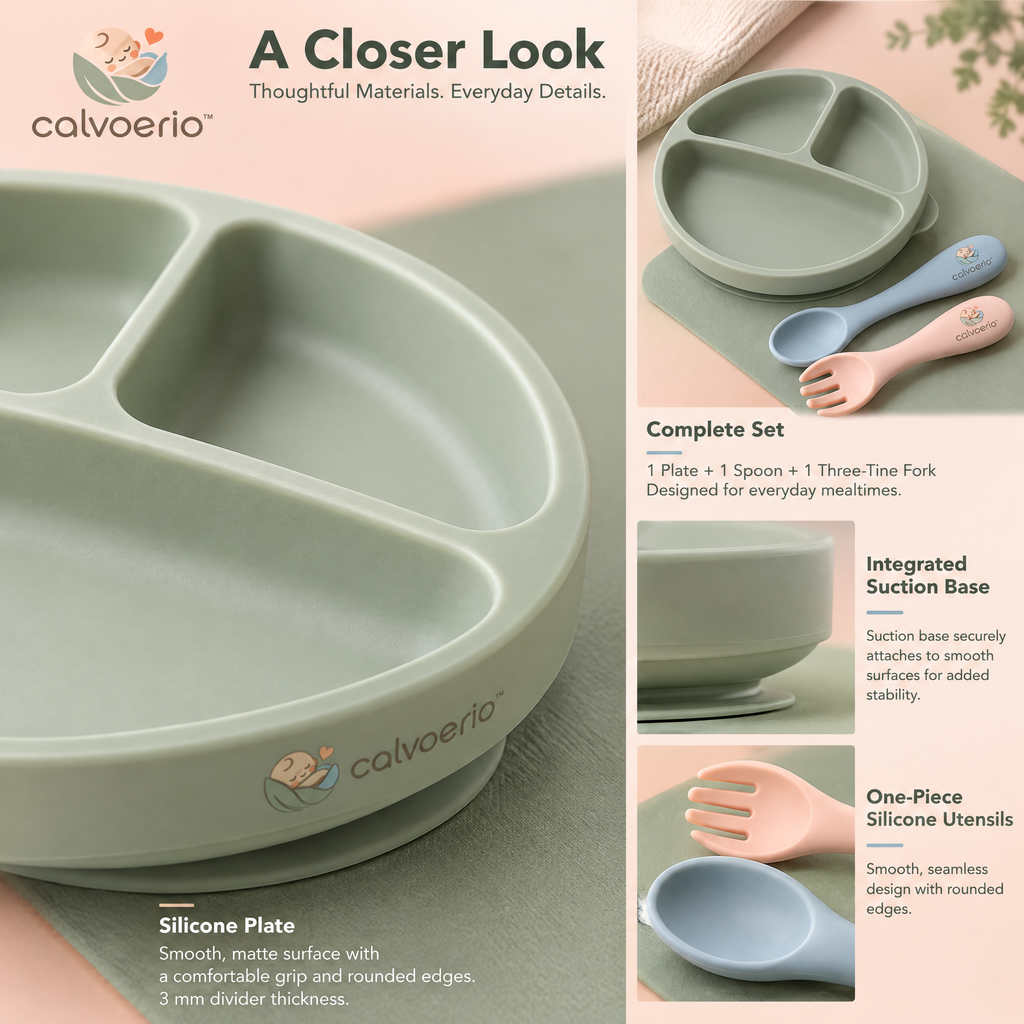 calvoerio™ Suction Silicone Baby Feeding Plate Set — product image 06