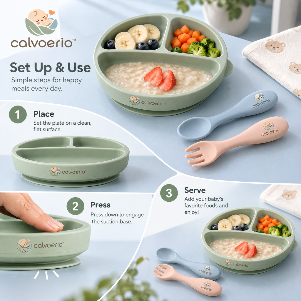 calvoerio™ Suction Silicone Baby Feeding Plate Set — product image 08