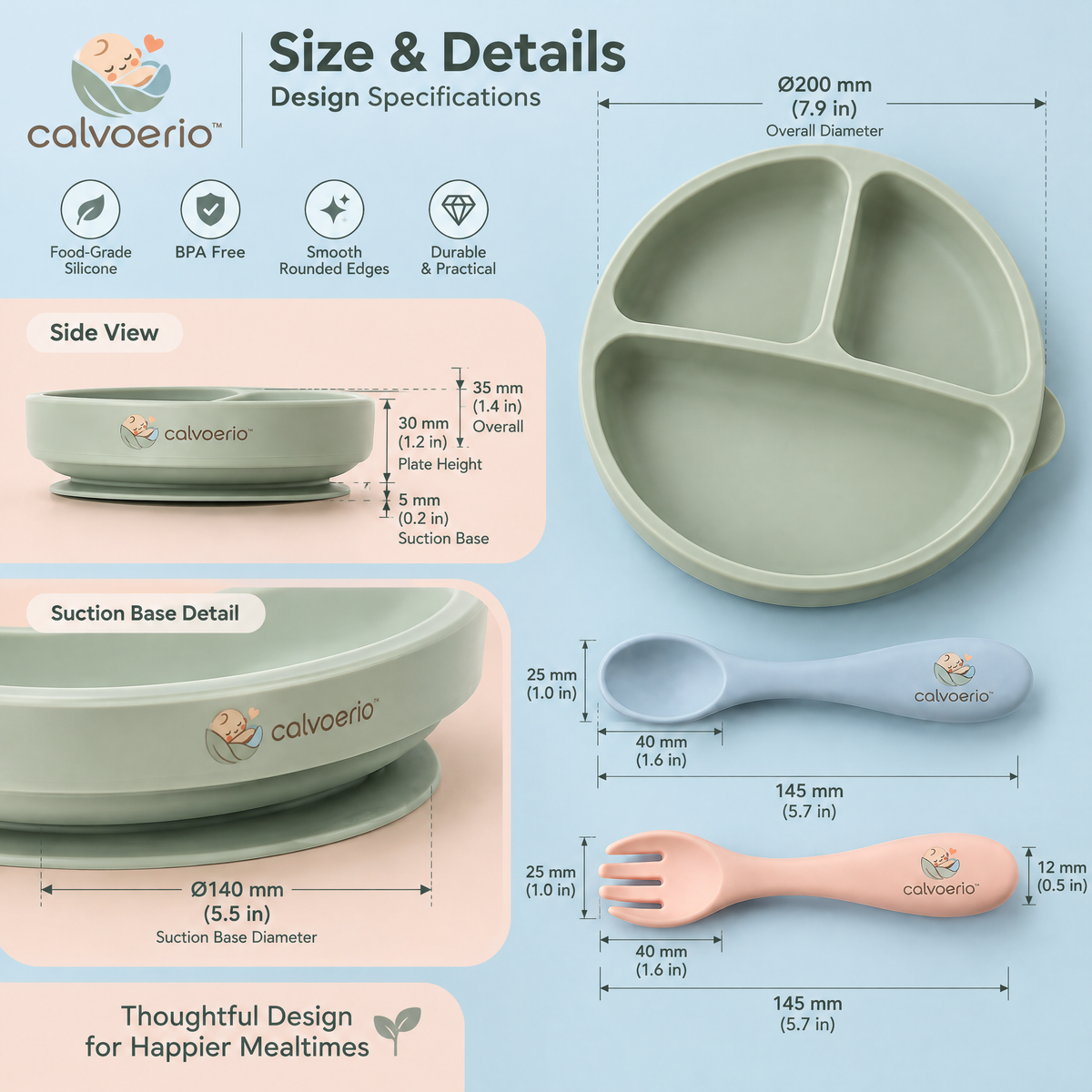 calvoerio™ Suction Silicone Baby Feeding Plate Set — product image 10