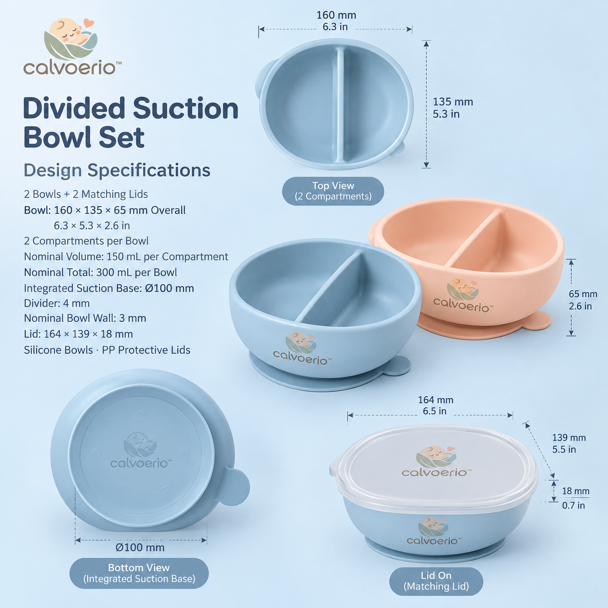 calvoerio™ Divided Baby Suction Bowl Set — product image 02