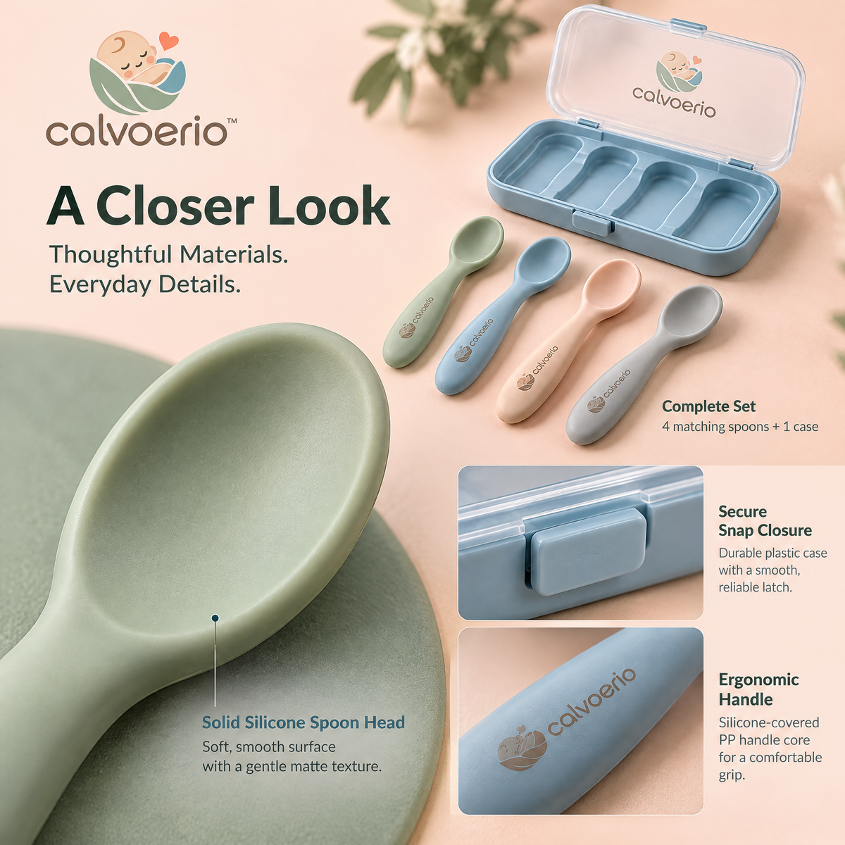 calvoerio™ Soft-Tip Baby Feeding Spoon Set — product image 06