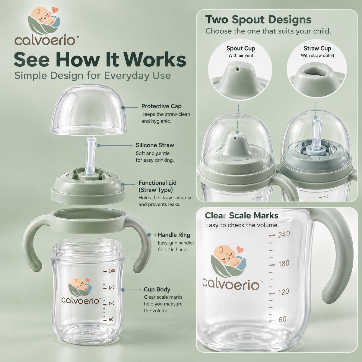 calvoerio™ Spill-Resistant Baby Training Cup Set — product image 05