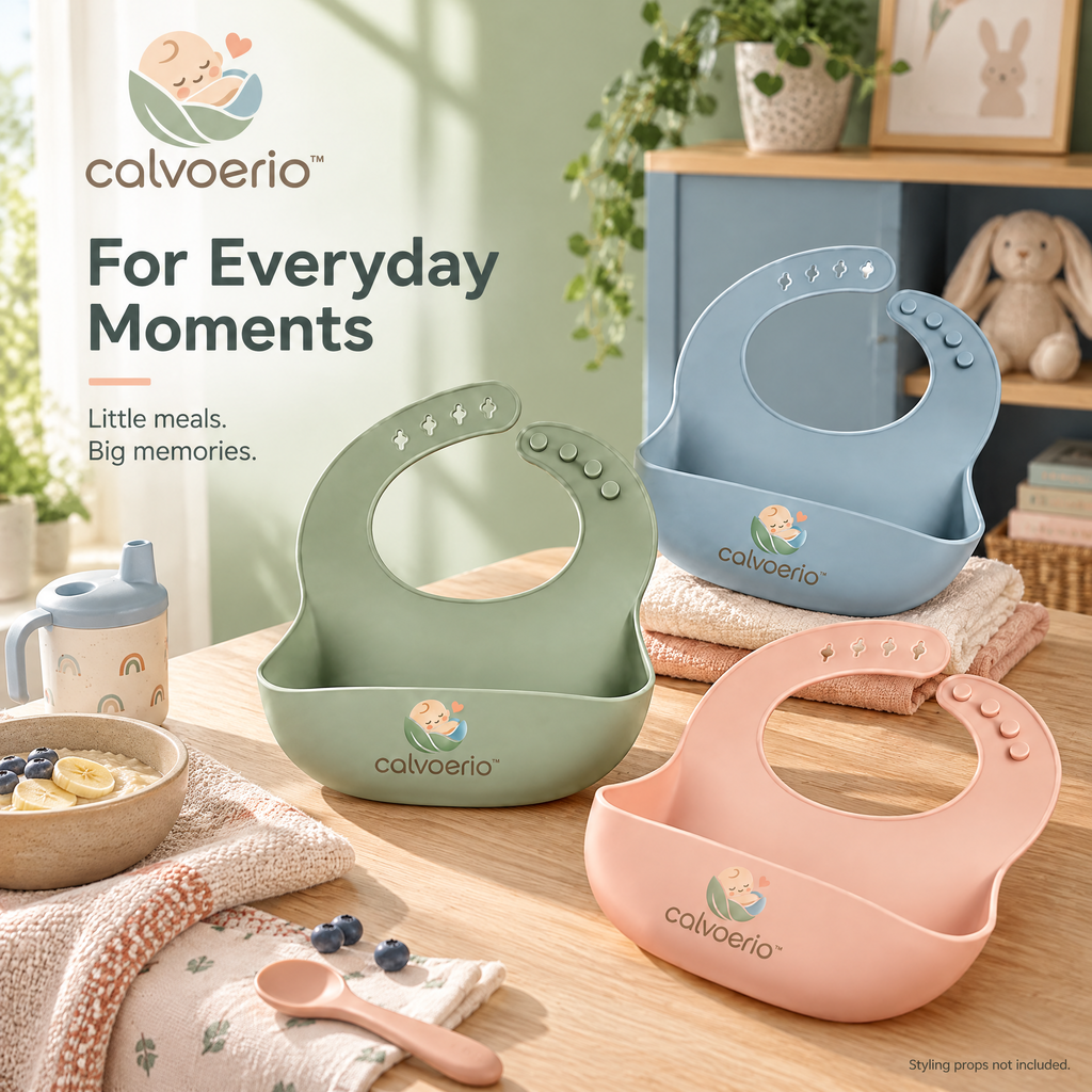 calvoerio™ Adjustable Silicone Baby Feeding Bib Set — product image 03