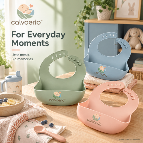 calvoerio™ Adjustable Silicone Baby Feeding Bib Set — product image 03