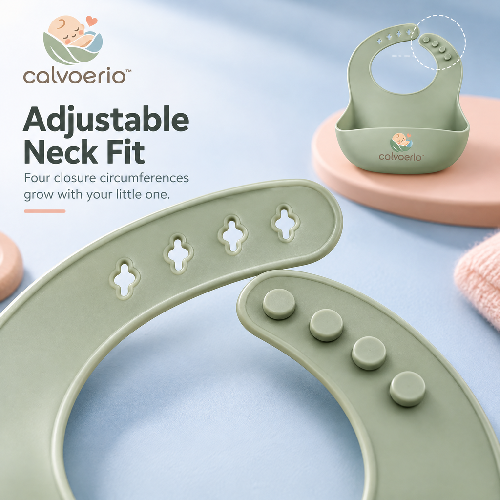 calvoerio™ Adjustable Silicone Baby Feeding Bib Set — product image 04