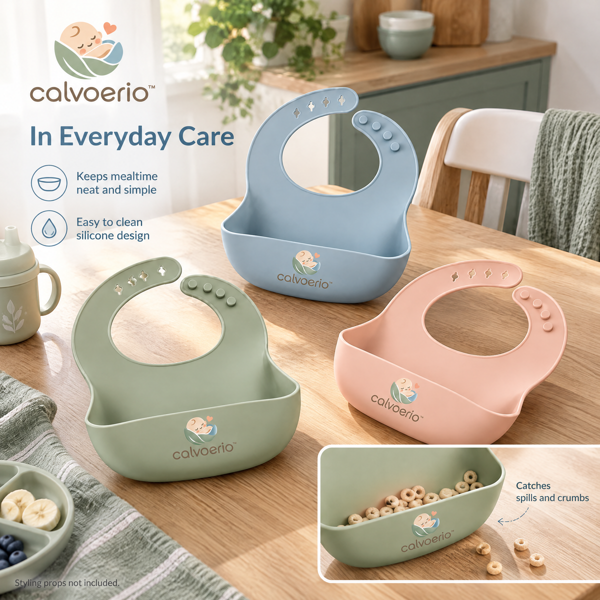 calvoerio™ Adjustable Silicone Baby Feeding Bib Set — product image 07