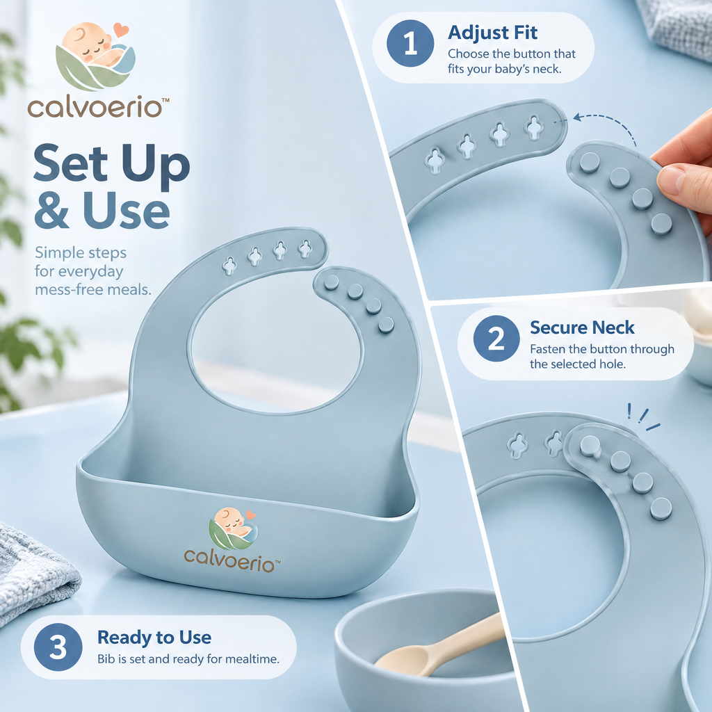 calvoerio™ Adjustable Silicone Baby Feeding Bib Set — product image 08