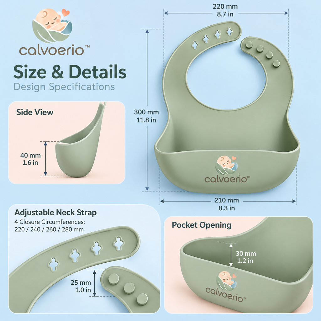 calvoerio™ Adjustable Silicone Baby Feeding Bib Set — product image 10