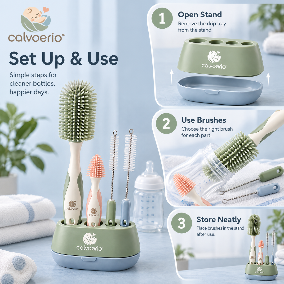 calvoerio™ Ergonomic Baby Bottle Cleaning Brush Set — product image 08
