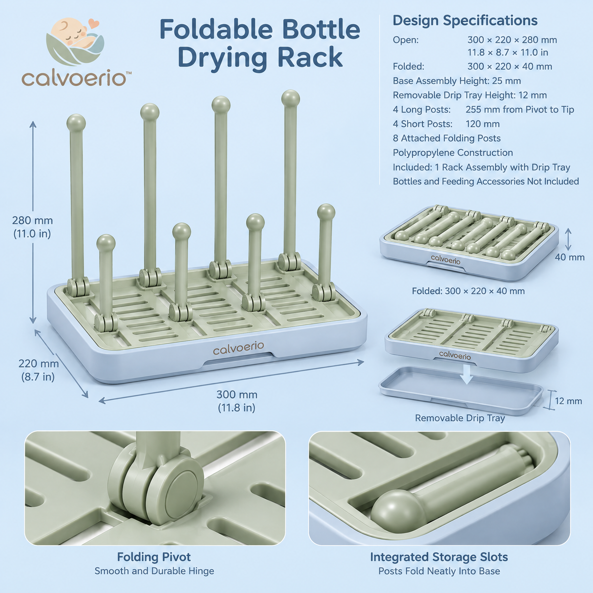 calvoerio™ Foldable Baby Bottle Drying Rack — product image 02