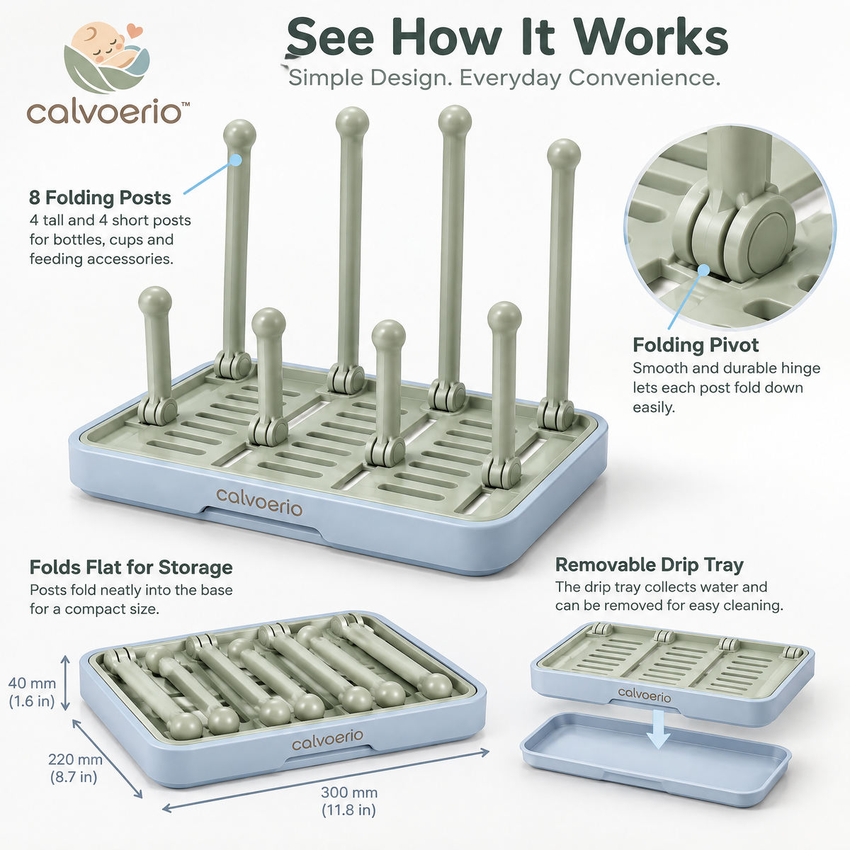 calvoerio™ Foldable Baby Bottle Drying Rack — product image 05