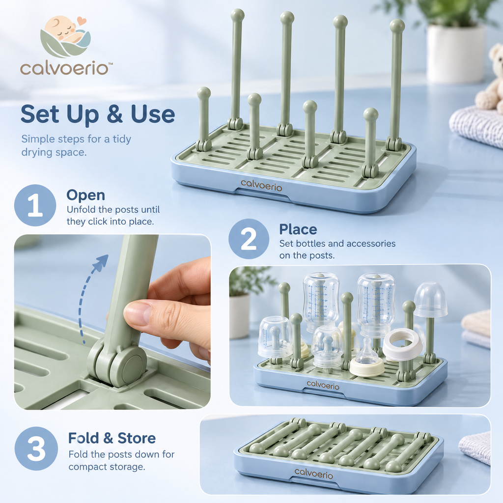 calvoerio™ Foldable Baby Bottle Drying Rack — product image 08