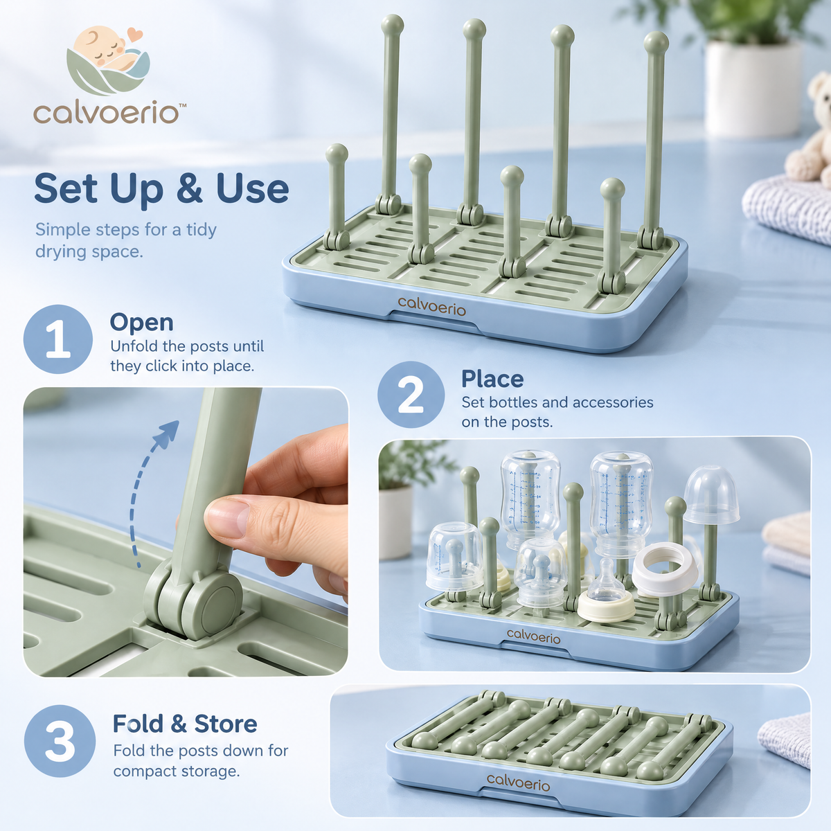 calvoerio™ Foldable Baby Bottle Drying Rack — product image 08