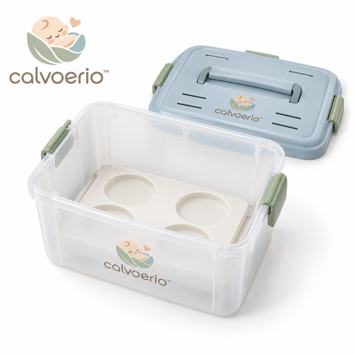 calvoerio™ Compact Baby Bottle Storage Container on a white background