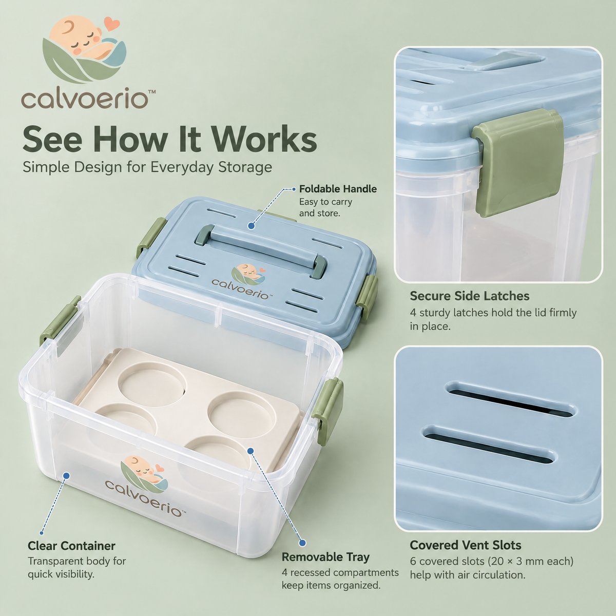 calvoerio™ Compact Baby Bottle Storage Container — product image 05