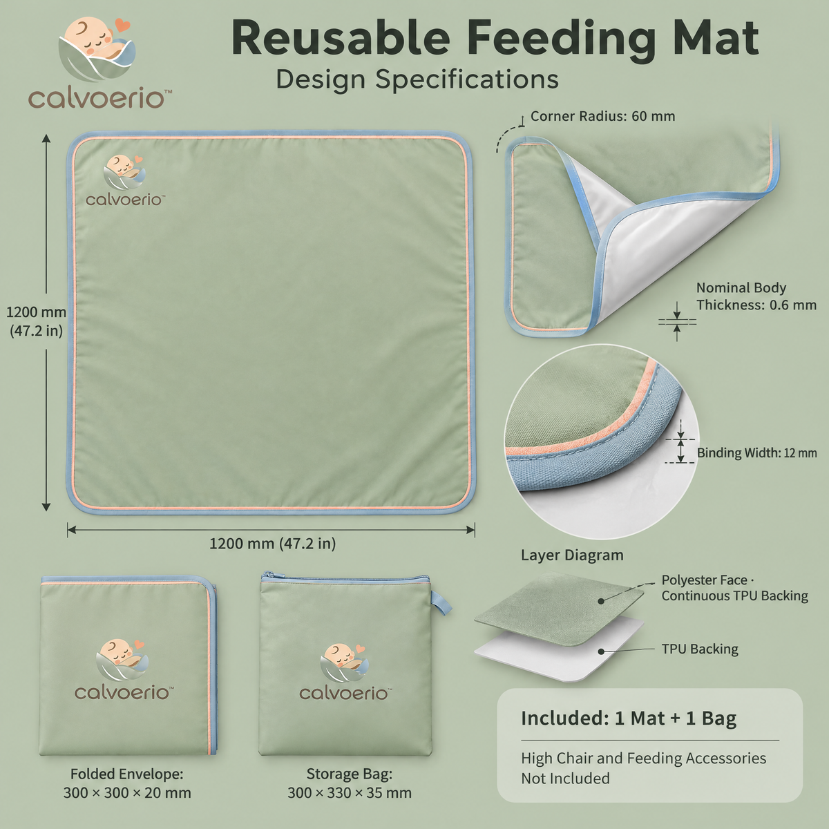 calvoerio™ Reusable Waterproof Baby Feeding Mat — product image 02