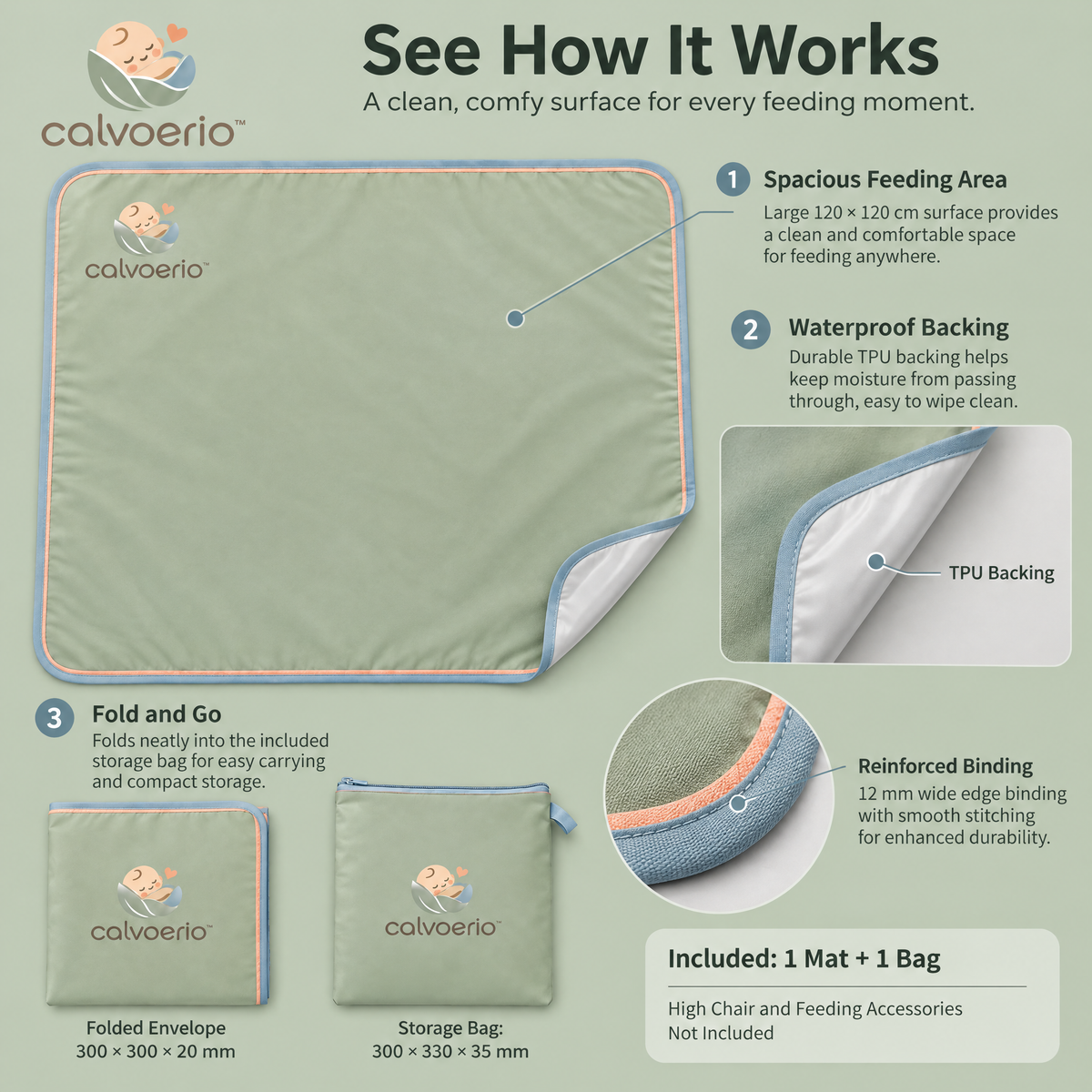 calvoerio™ Reusable Waterproof Baby Feeding Mat — product image 05